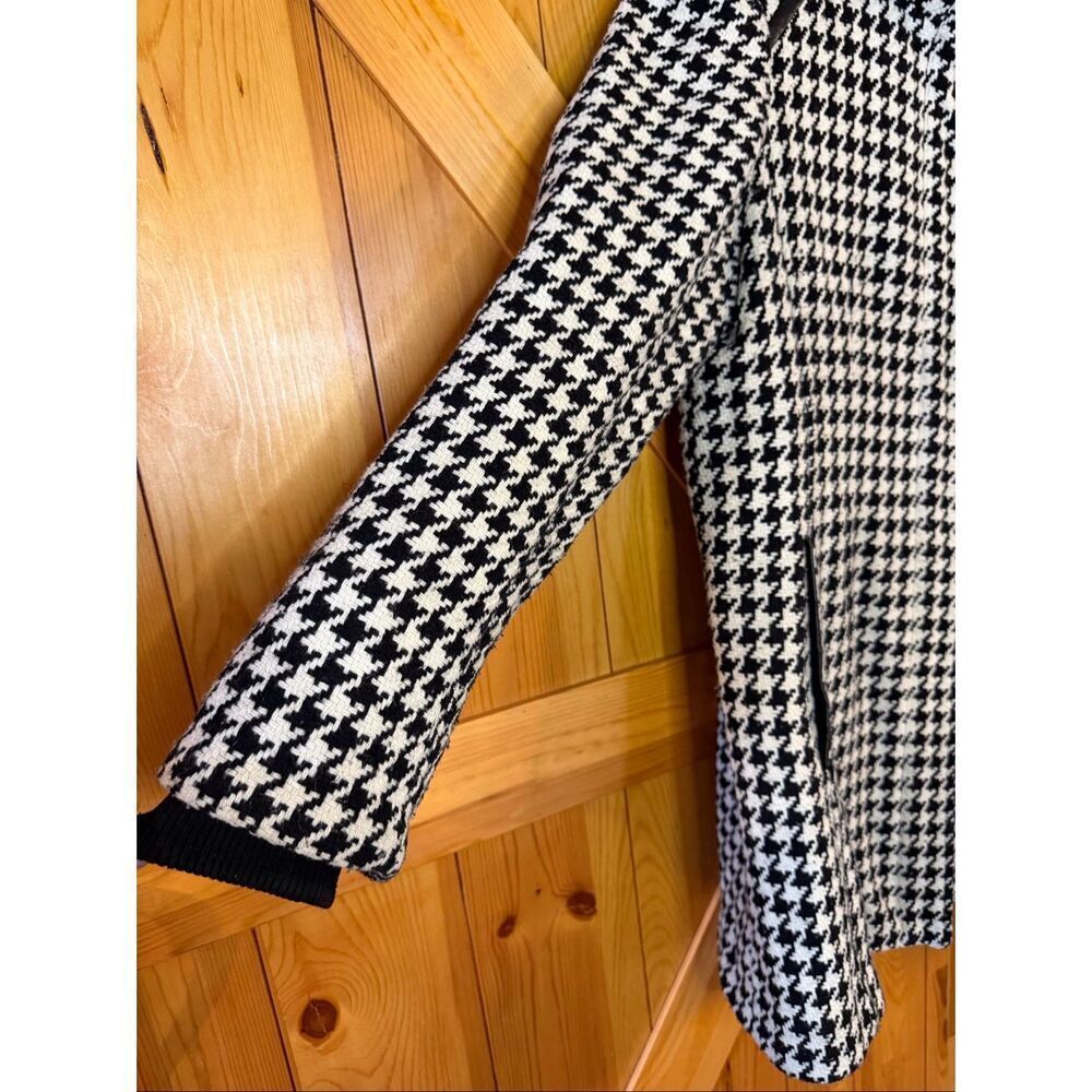 Vintage Apt. 9 Black White Houndstooth Lined Wool Blend Coat READ Size Large (64 - Picture 4 of 12
